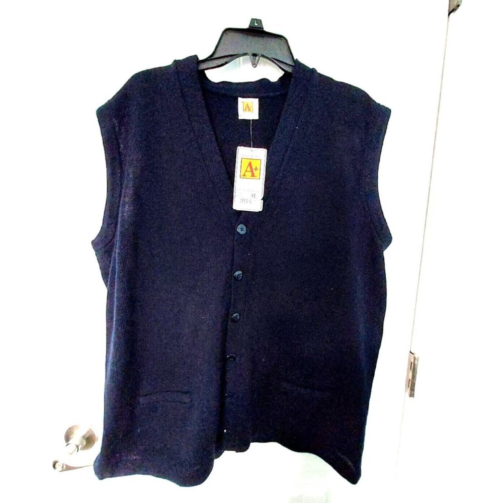 A+ Grandpa Style Sweater Vest Navy Blue size XL New